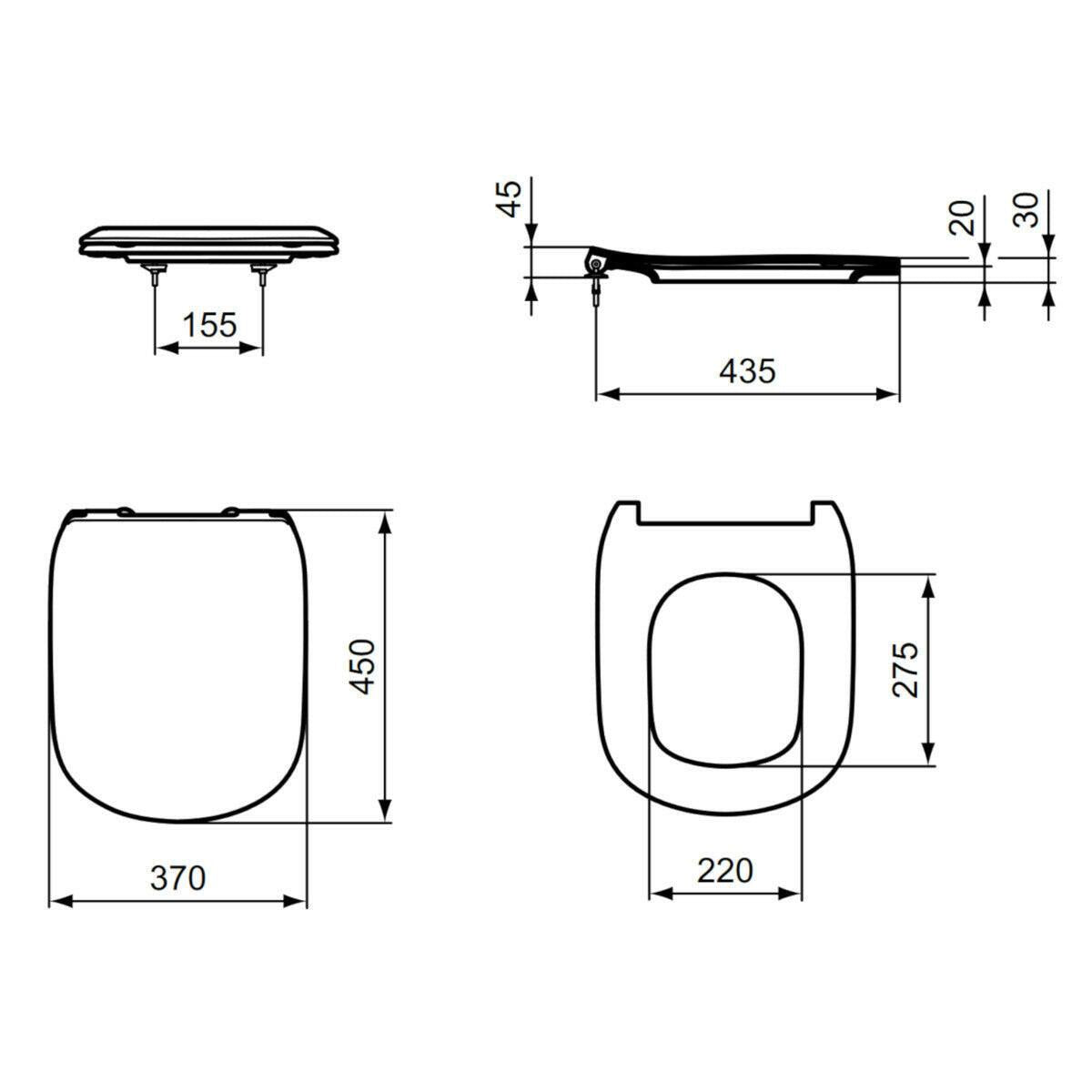 Ideal Standard Tesi WC ülőke, Soft Close, matt fekete (T3527V3)