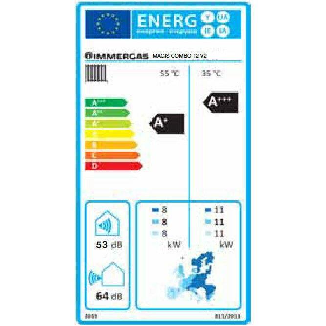 Immergas Magis Combo 12 V2 split hőszivattyú és kond. kazán egyben, kombi változat, 1 fázis, R410A