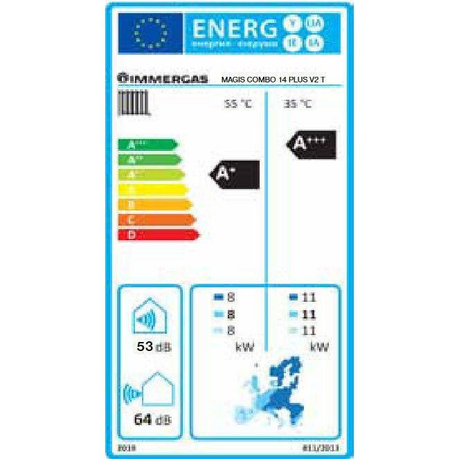 Immergas Magis Combo 14 plus V2 T split hőszivattyú és kondenzációs kazán egyben, 3 fázis, R410A