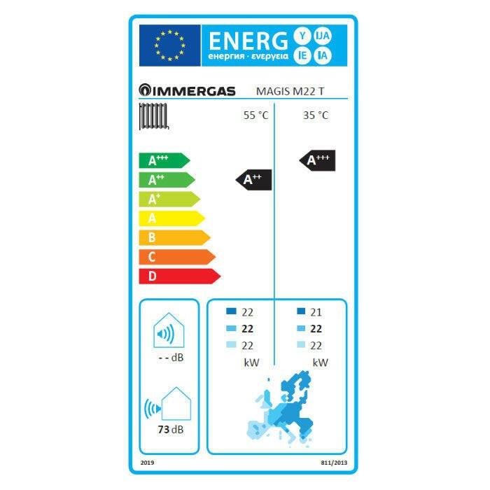 Immergas Magis M 22 T monoblokkos, levegő - víz hőszivattyú, 3 fázis, R32