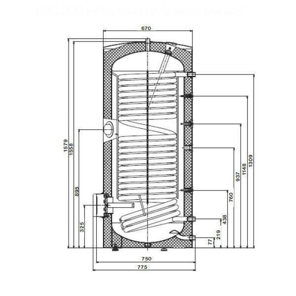 Immergas UBS 300 HP indirekt tároló, 1 növelt teljesítményű csőkígyó (9.020036)