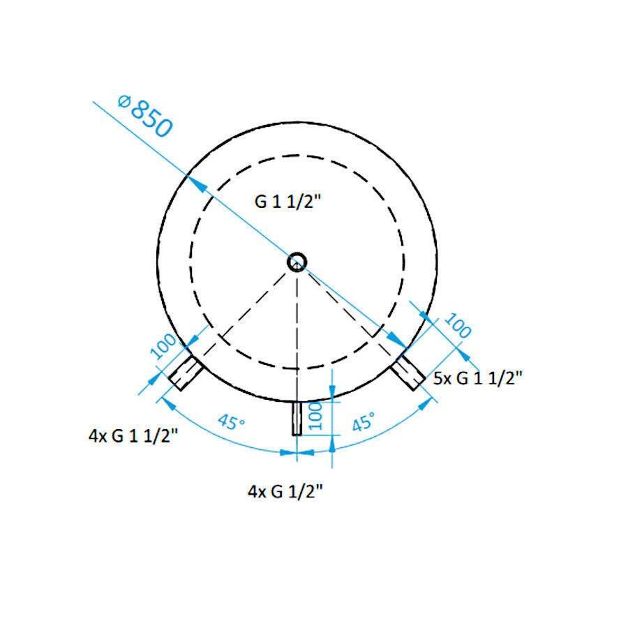 Install Storax HS puffertároló, 1000l, D=850mm, hőcserélő nélkül (SH - 0 - 100085)
