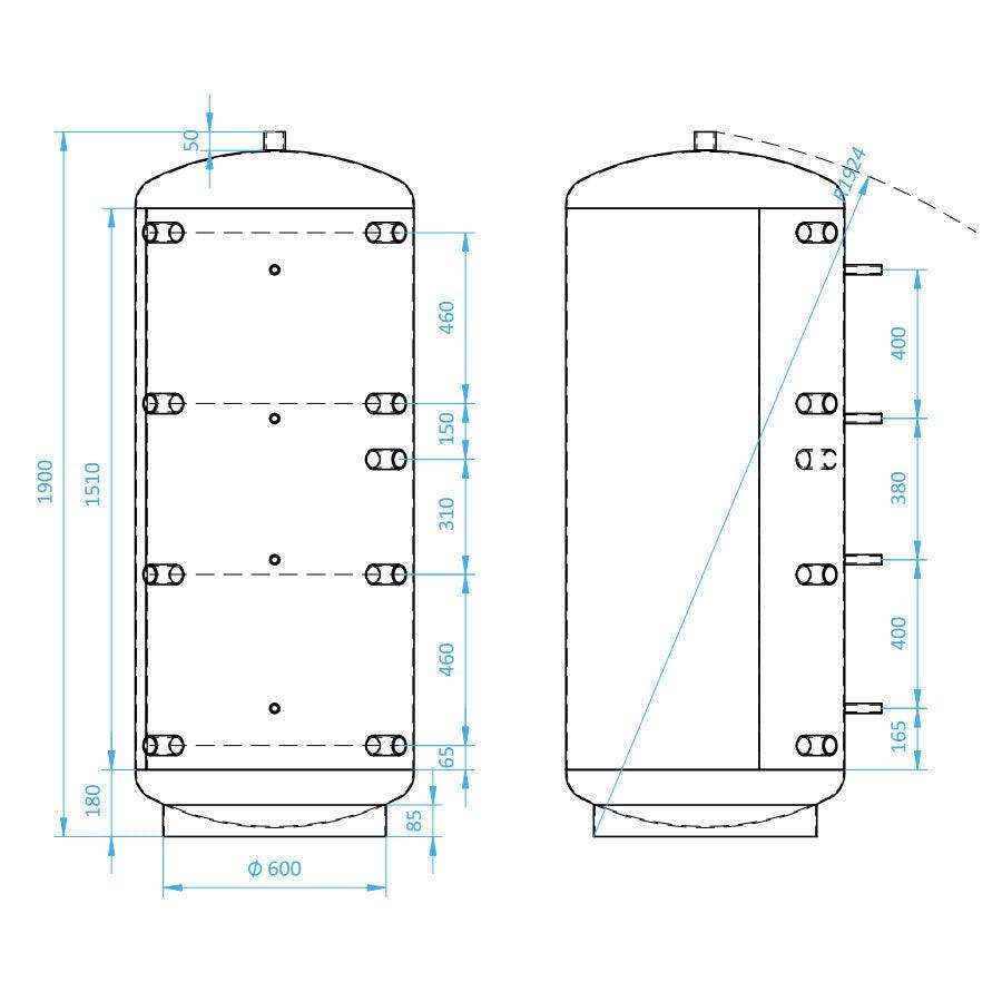 Install Storax HS puffertároló, 750l, hőcserélő nélkül (SH - 0 - 750)