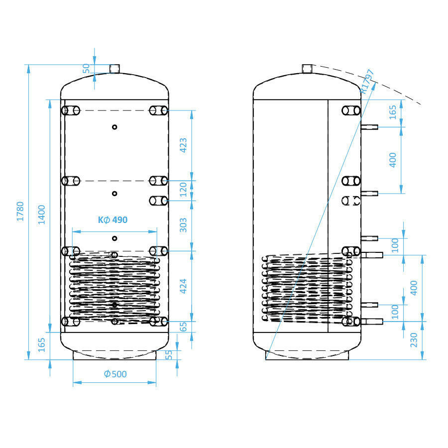 Install Storax HM1 puffertároló, 500l, 1 hőcserélős-2