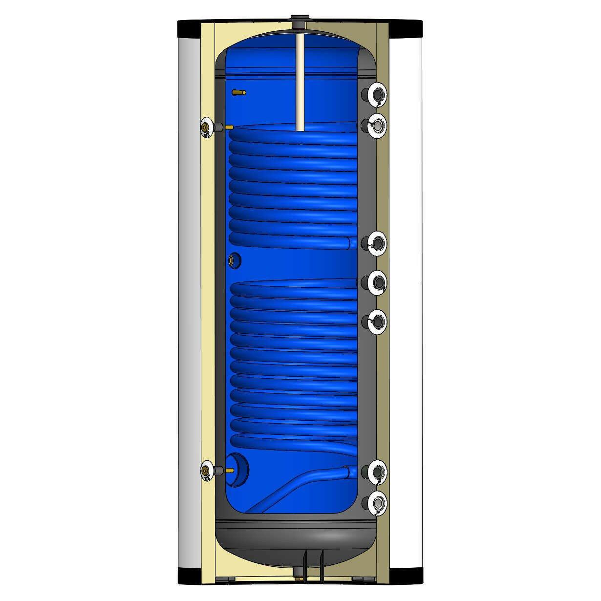 Install Watex indirekt tároló, 200 liter, PU szigeteléssel, (két hőcserélős: 0,89 m2 / 0,66 m2) ( INS - SW - N0200 - 2 )