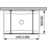 Jika Cubito Pure 140 üvegfal, rögzített, két támasszal, ezüst/átlátszó üveg,  138x200 cm-1