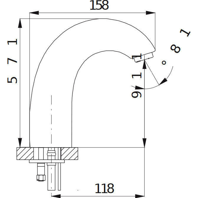 Jika Sensor elektronikus mosdó csaptelep, elemes, lefolyószelep nélkül, 24V (H3151T20043221)