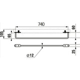 Jika Tigo törölközőtartó, mosdó elejére szerelhető, rozsdamentes acél, 80 cm-1