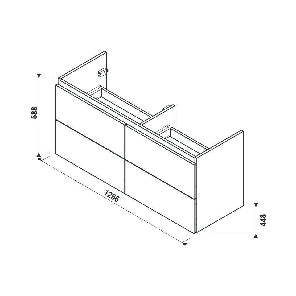 Jika Mio-N alsószekrény dupla mosdóhoz, 4 fiókkal, kőris-1