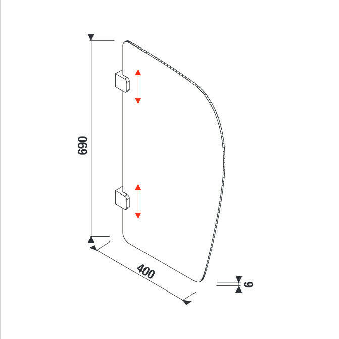 Jika Split vizelde válaszfal, rögzítő szettel, fehér, 69x40 cm (H44J6010000001)