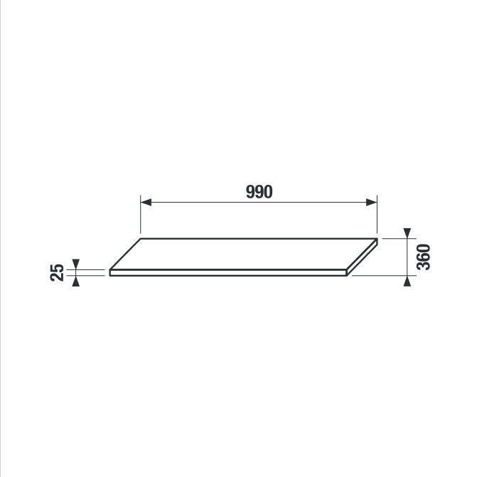 Jika Tigo polc 100 cm-es mosdó alá, 2 konzollal, fehér, 99x36x2,5 cm-1