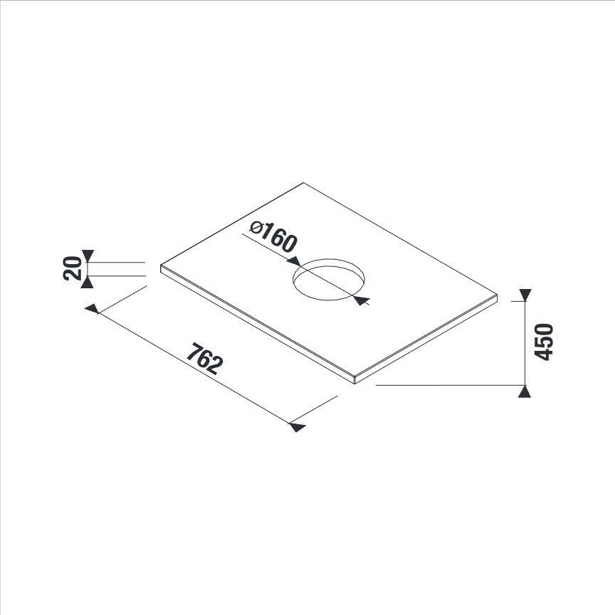 Jika Mio - N mosdótartó lap, kivágással, alsószekrényhez, 76cm, fehér ( H46J7130015001 )