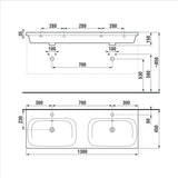 Jika Mio-N mosdó 130x45 cm dupla, fehér-1