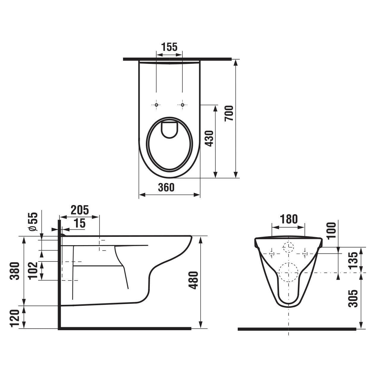 Jika Deep by Jika fali WC-csésze mozgáskorlátozottak részére, mélyöblítésű, 70 cm-1