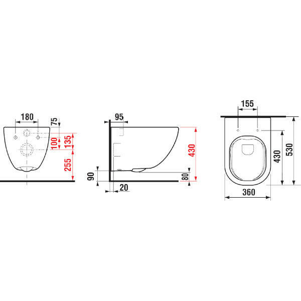 Jika Mio fali WC-csésze, mélyöblítésű, perem nélküli, Easy fit szerelőkészlettel, 53 cm-2