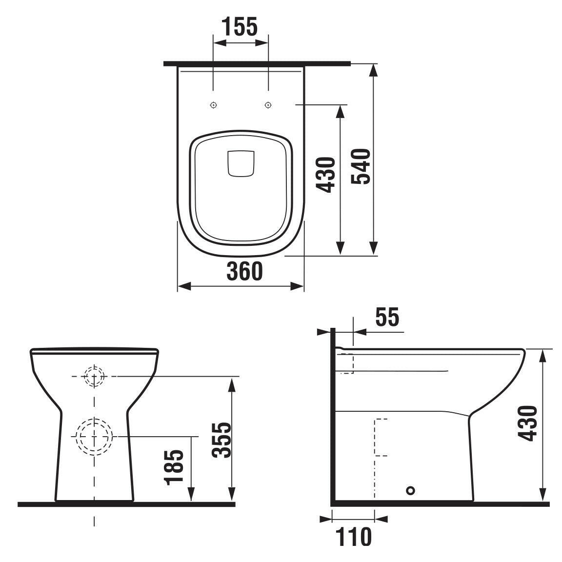 Jika Deep by Jika WC-csésze, álló, mélyöblítésű, univerzális csatlakozással, fehér 54 cm-2