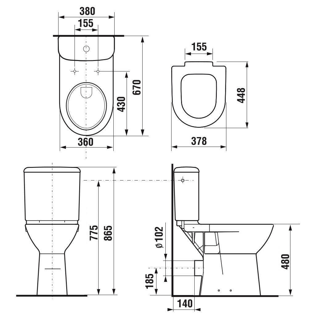 Jika Deep by Jika monoblokkos WC-csésze mozgáskorlátozottak részére, mélyöblítésű, hátsó kifolyású-2
