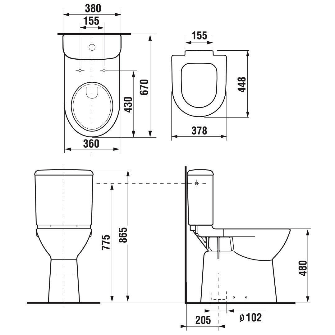 Jika Deep by Jika monoblokkos WC-csésze mozgáskorlátozottak részére, mélyöblítésű, alsó kifolyású-1