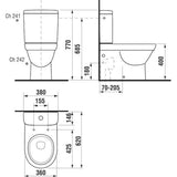 Jika Tigo monoblokkos WC-csésze univerzális csatlakozással, mélyöblítésű, fehér 62 cm-2