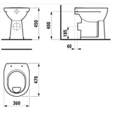 Jika Lyra Plus WC-csésze mozgáskorlátozottak részére, álló, laposöblítésű, hátsó kifolyású, fehér-1