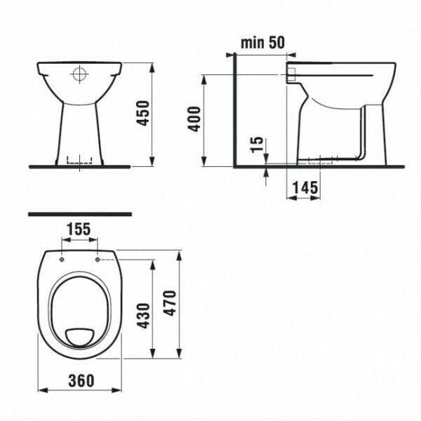 Jika Lyra Plus WC - csésze mozgáskorlátozottak részére, álló, laposöblítésű, alsó kifolyású, fehér