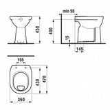 Jika Lyra Plus WC-csésze mozgáskorlátozottak részére, álló, laposöblítésű, alsó kifolyású, fehér-1
