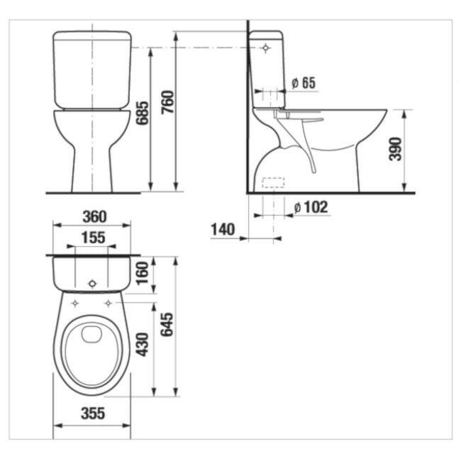 Jika Zeta monoblokkos wc, mélyöblítésű, hátsó kifolyású, vízbevezetés oldalt, fehér-1