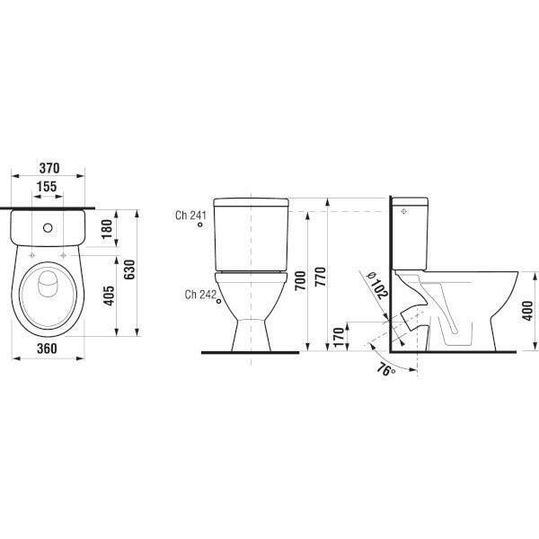 Jika Lyra Plus monoblokkos WC szett, ferde kifolyású, mélyöblítésű, alsó vízbekötés, fehér