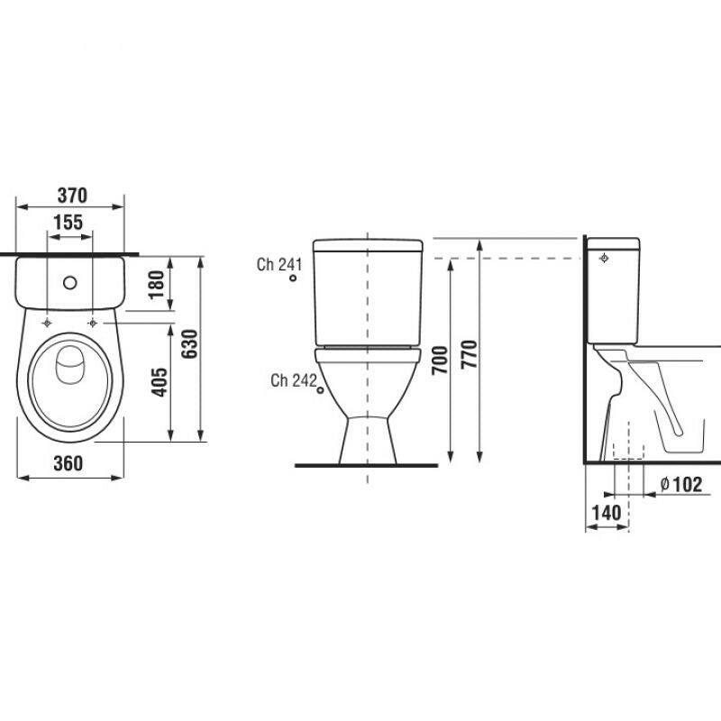 Jika Lyra Plus monoblokkos wc, alsó vízbekötésű, mélyöblítésű, alsó kifolyású, fehér-1