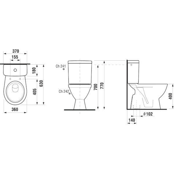 Jika Lyra Plus monoblokkos WC szett, alsó kifolyású, mélyöblítésű, alsó vízbekötés, fehér-2