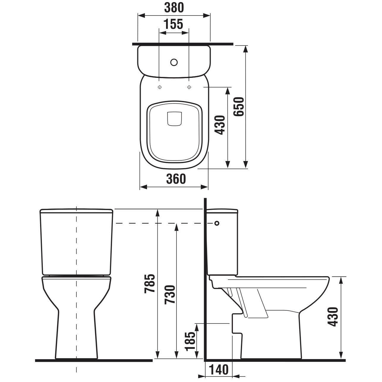 Jika Deep by Jika monoblokkos WC szett, hátsó kifolyású, mélyöblítésű, oldalsó vízbekötés, fehér-2