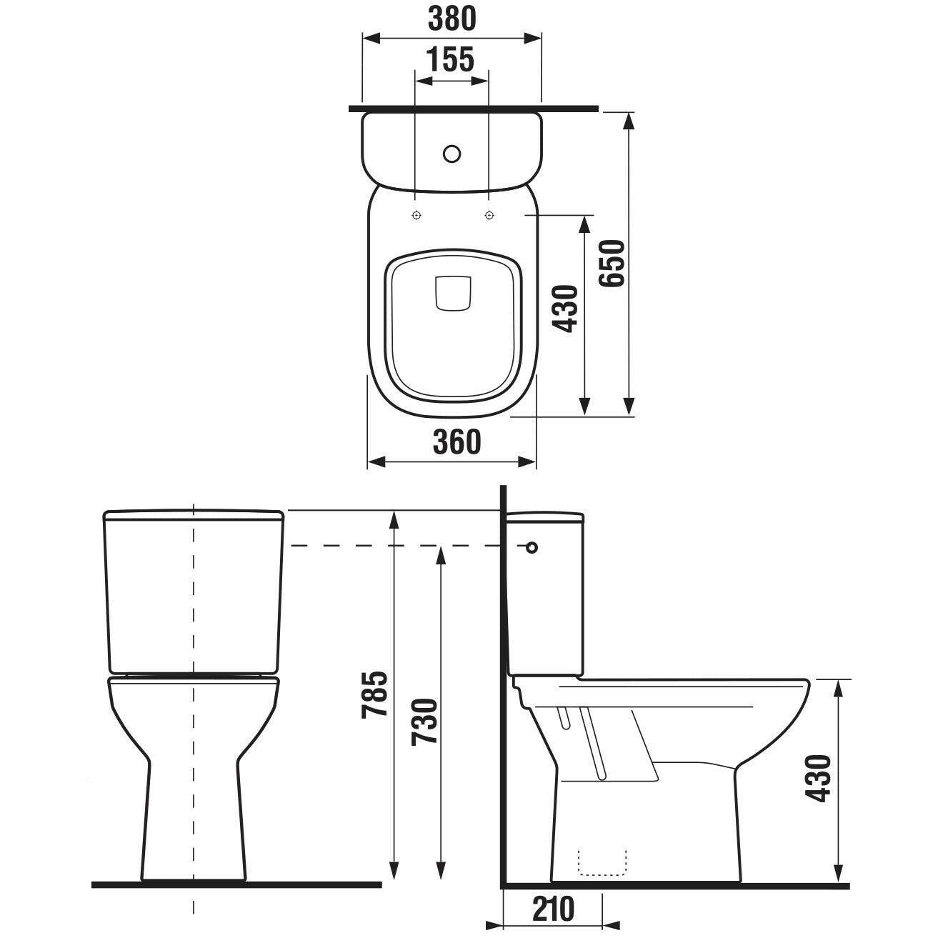 Jika Deep by Jika monoblokkos WC szett, alsó kifolyású, mélyöblítésű, oldalsó vízbekötés, fehér