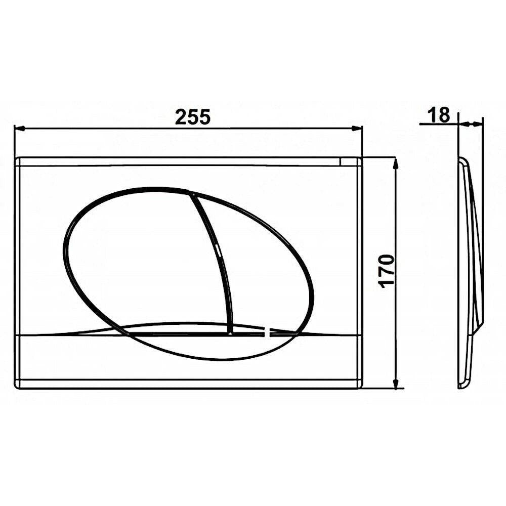 Jika nyomógomb, Dual Flush, íves, fehér (H8966140000001)