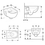 Keramag Renova Nr.1 fali WC Keratect máz, Rimfree53 cm mélyöblítésű, 203070600-1