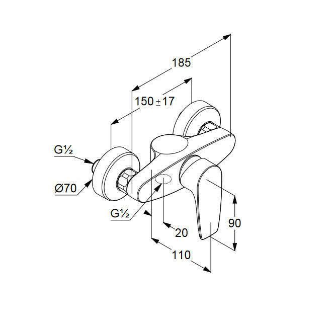 KLUDI Pure&Solid zuhany csaptelep, zuhanyszett nélkül