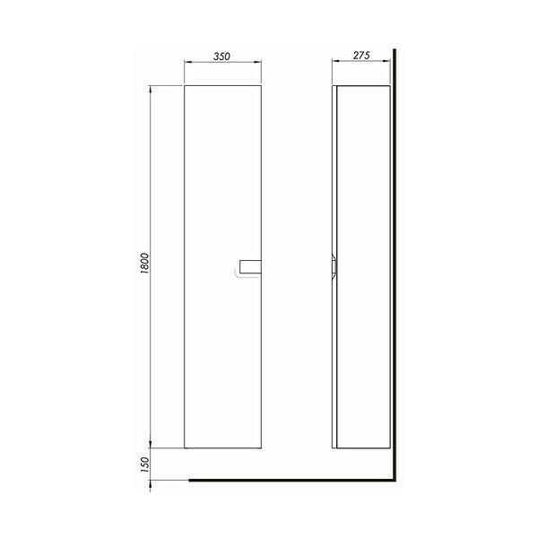 KoloTwins magas kiegészítő szekrény falra rögzíthető, magasfényű fehér 35x180x27,5 cm-2