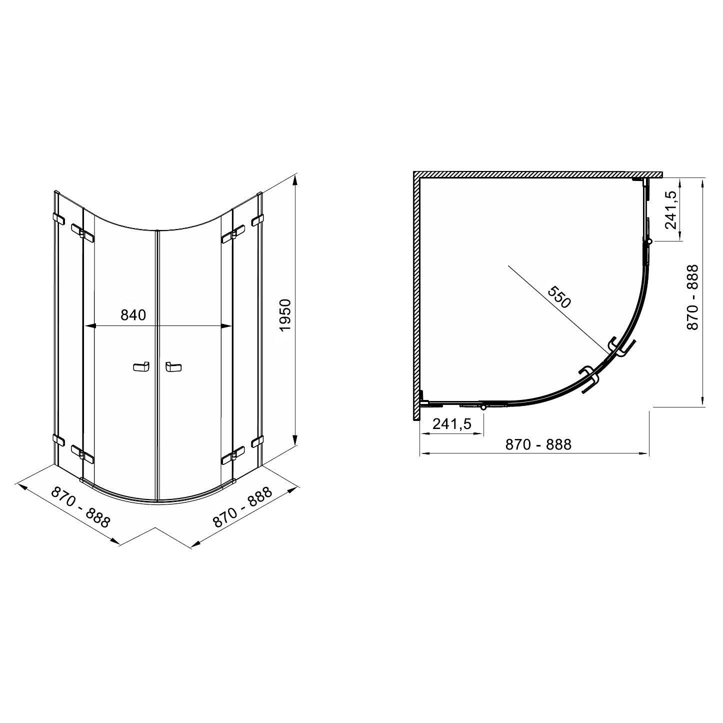 Kolo Next íves zuhanykabin 90cm átlátszó/króm/mf.ezüst - kifutó-1