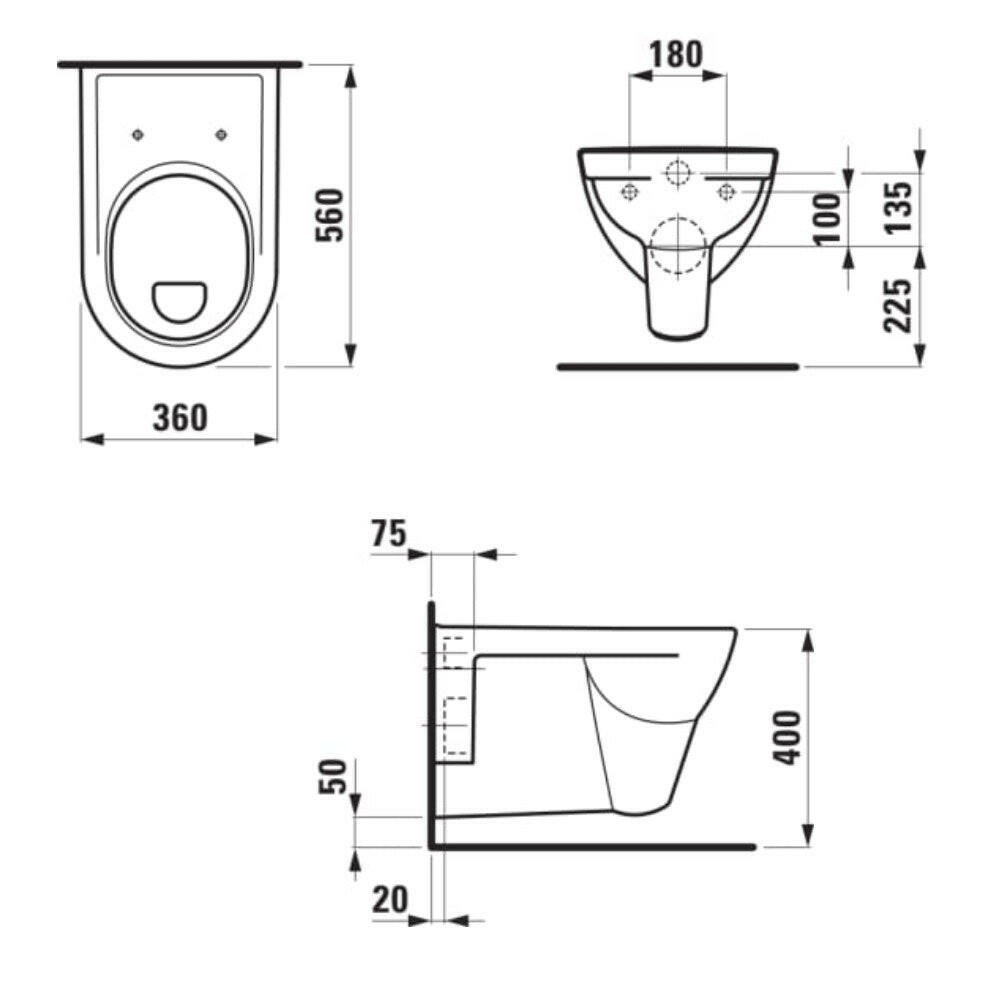 Laufen Pro WC Csésze Fali lapos öbl. (H8209510000001)-2