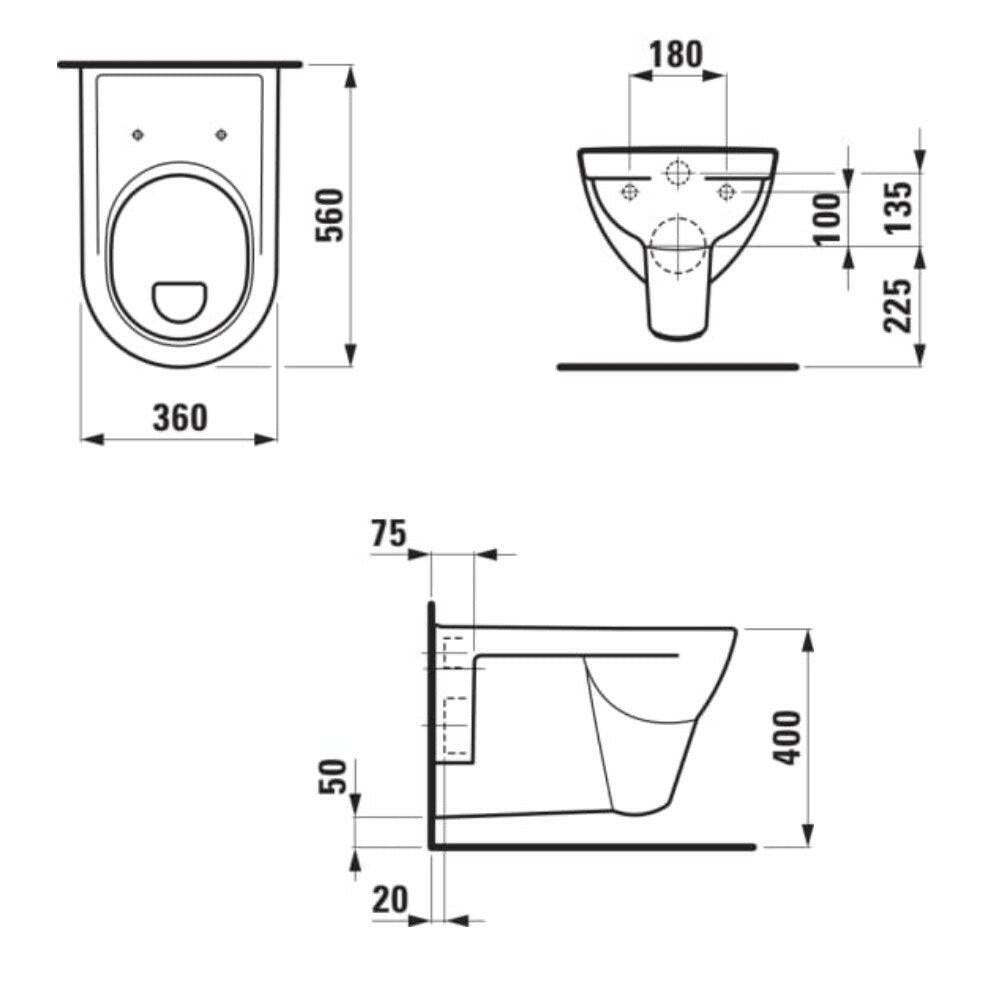 Laufen Pro WC csésze fali, laposöblítésű (H8209510000001)