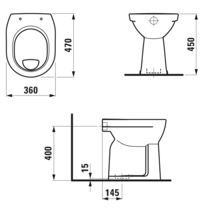 Laufen Pro Liberty WC - csésze, álló, laposöblítésű, alsó kifolyású (H8259570000001)