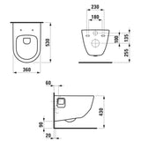 Laufen Pro wc csésze, fali, mélyöblítésű, perem nélküli fehér (H8209640000001)-2