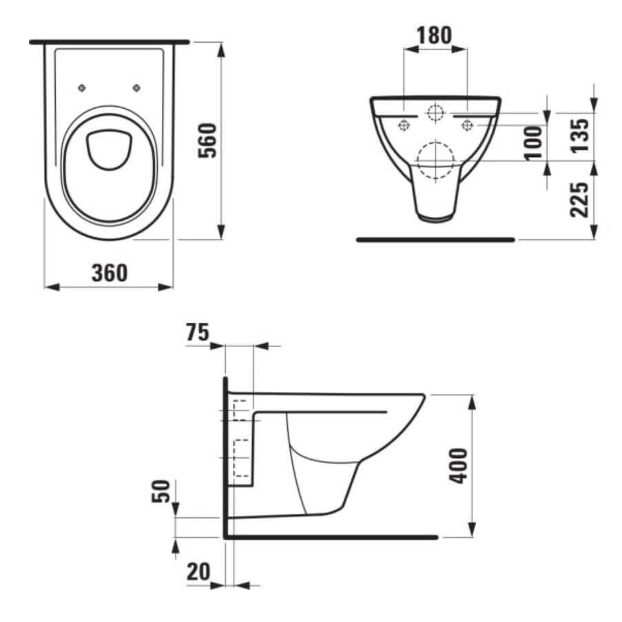 Laufen Pro WC csésze fali, mélyöblítésű (H8209500000001)