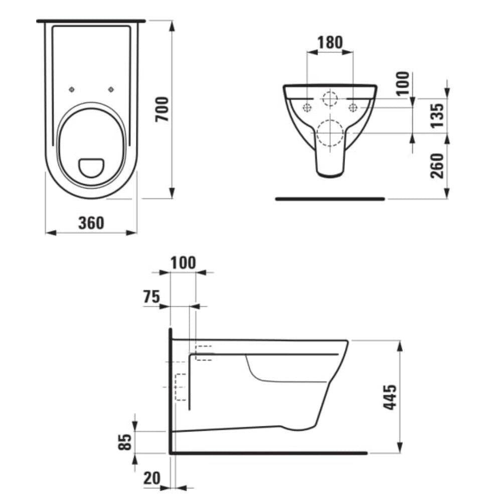 Laufen Pro Liberty WC csésze fali, mozgáskorlátozott 70 cm (H8209530000001)