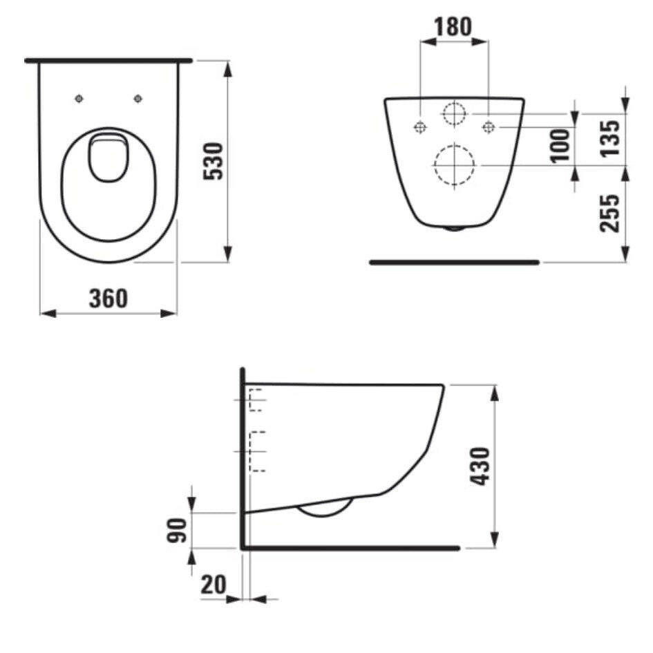 Laufen Pro WC fali, mély öbl. (H8209560000001)-1