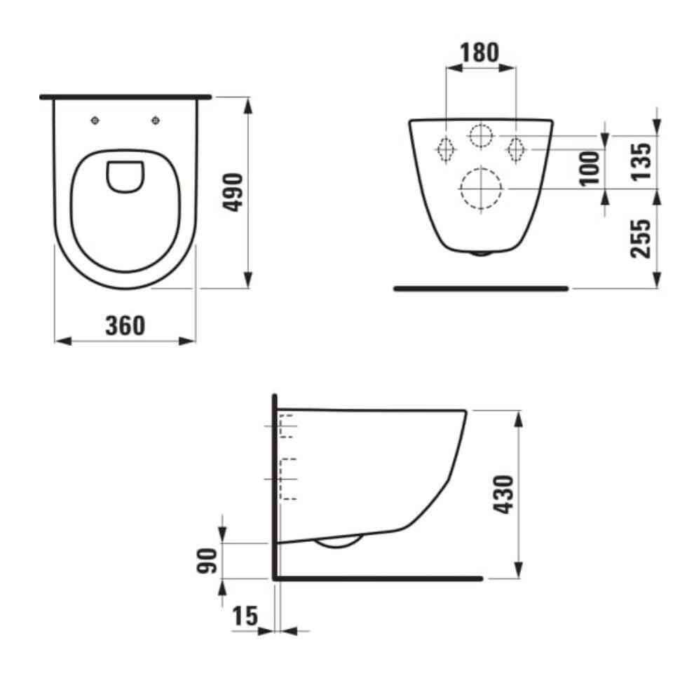 Laufen Pro WC fali mélyöblítésű compact rimless-2