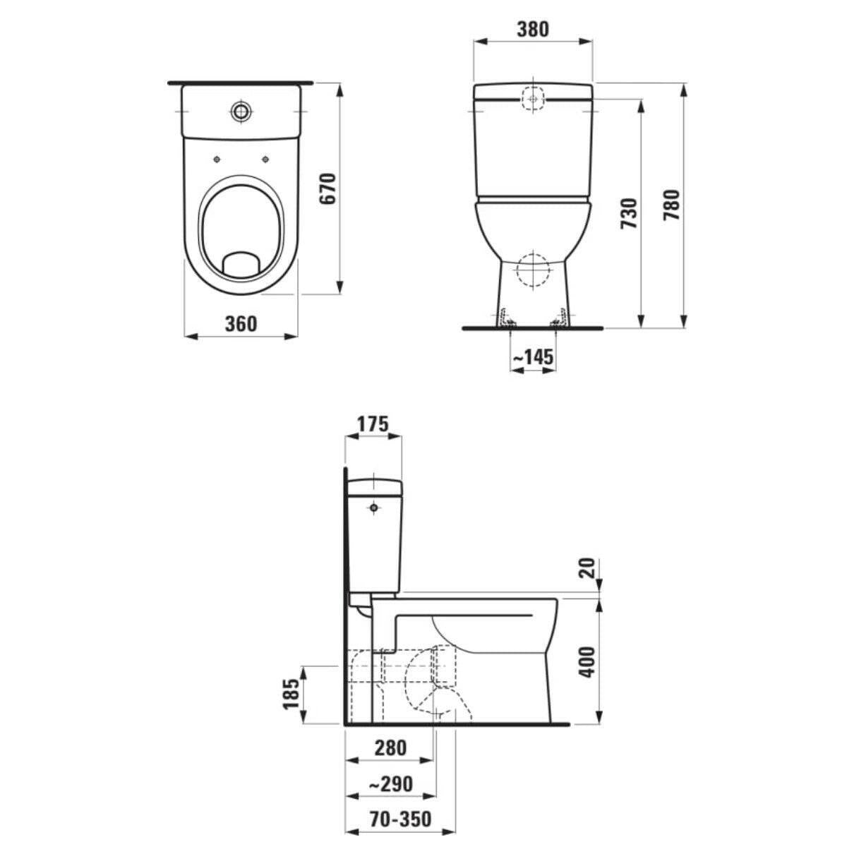 Laufen Pro kombi WC csésze laposöblítésű, vario lefolyós (H8249590000001)