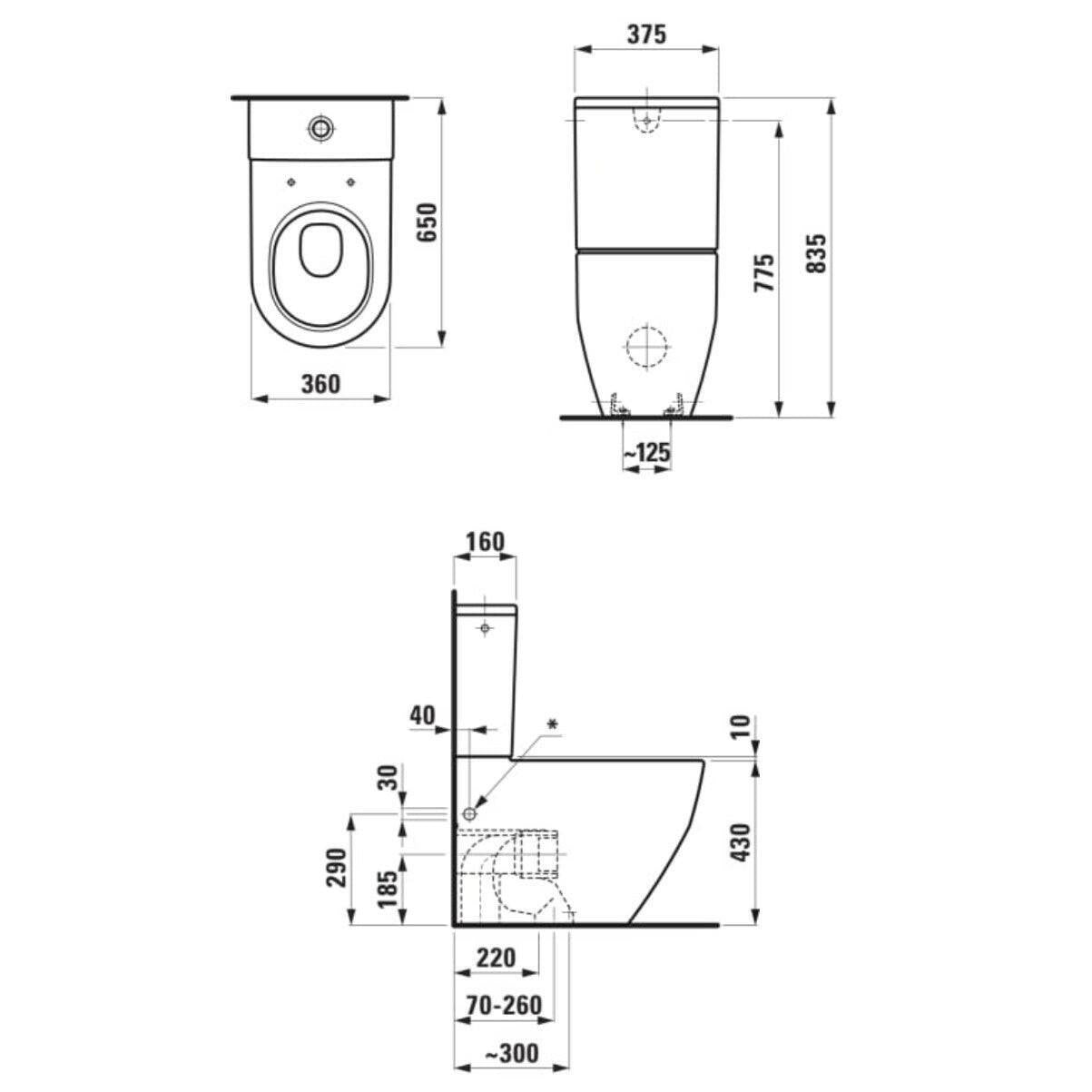 Laufen Pro kombi WC - csésze, álló, falhoz illeszkedő, vario lefolyós (H8259520000001)