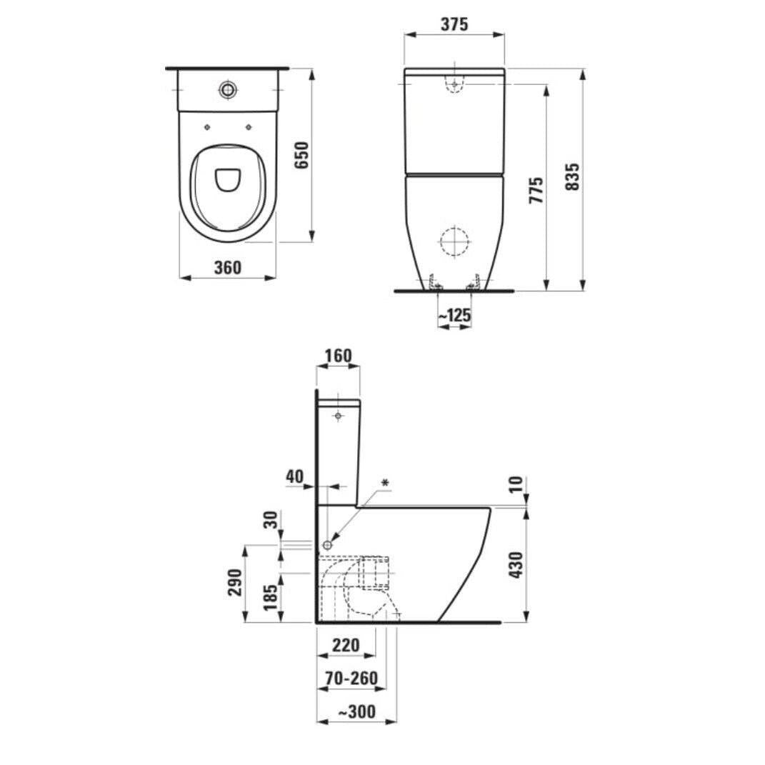 Laufen Pro kombi WC csésze, álló, falhoz illeszkedő, perem nélküli (H8259620000001)