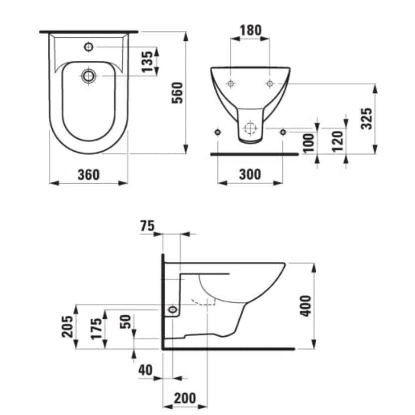 Laufen Pro bidé, fali (H8309510003041)