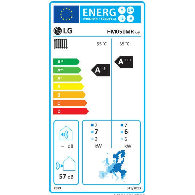 LG THERMA V - HM051MR.U44 - monoblokkos hőszivattyú 5,0 kW (R32) 1Ø (a fűtőbetétet nem tartalmazza) (HM051MR.U44), 1 fázis